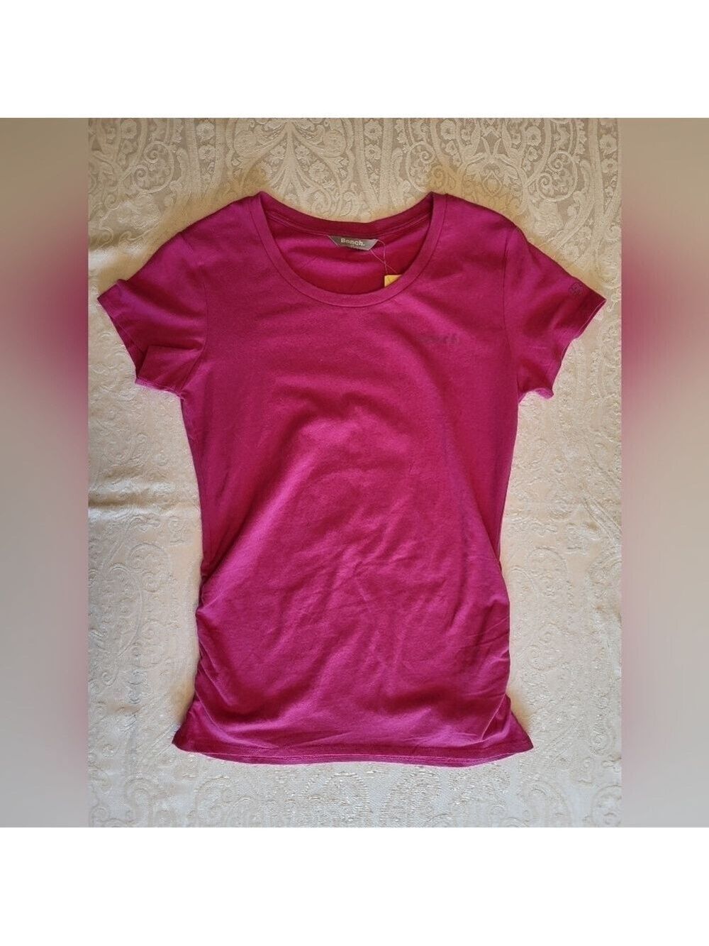 Bench Pink Fitted Short Sleeve T-Shirt with Ruching on Sides, Small, NWT